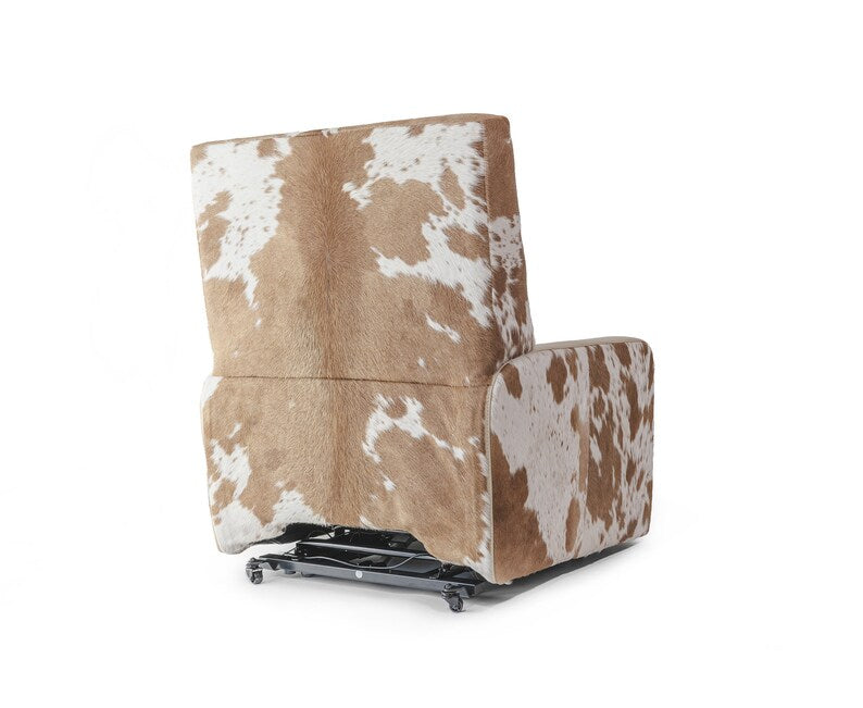 Premium Leather Recliner Armchair with Hair-On Cowhide Accents