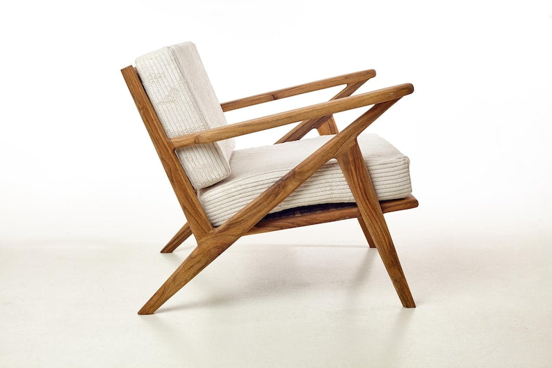 Handmade Mid-Century Wood Lounge Chair
