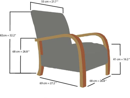 Boho-Chic Multicolor Textured Armchair with Wooden Frame