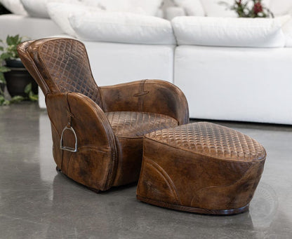 Saddle Leather Chair & Footstool