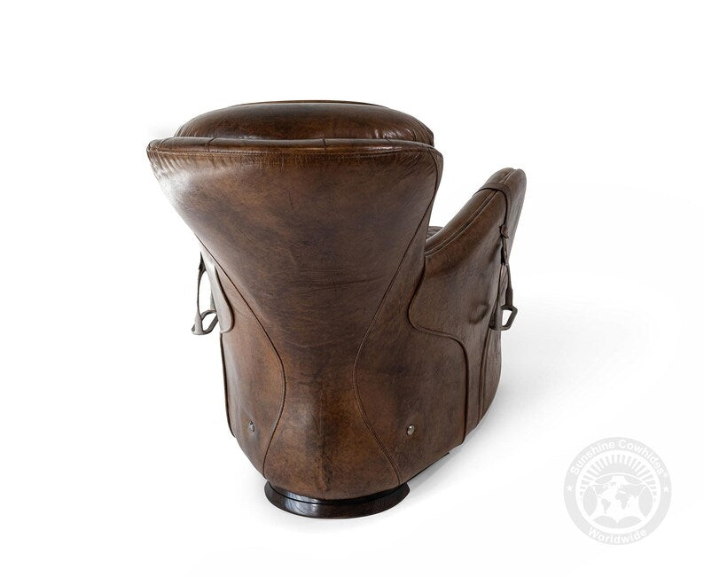 Saddle Leather Chair & Footstool