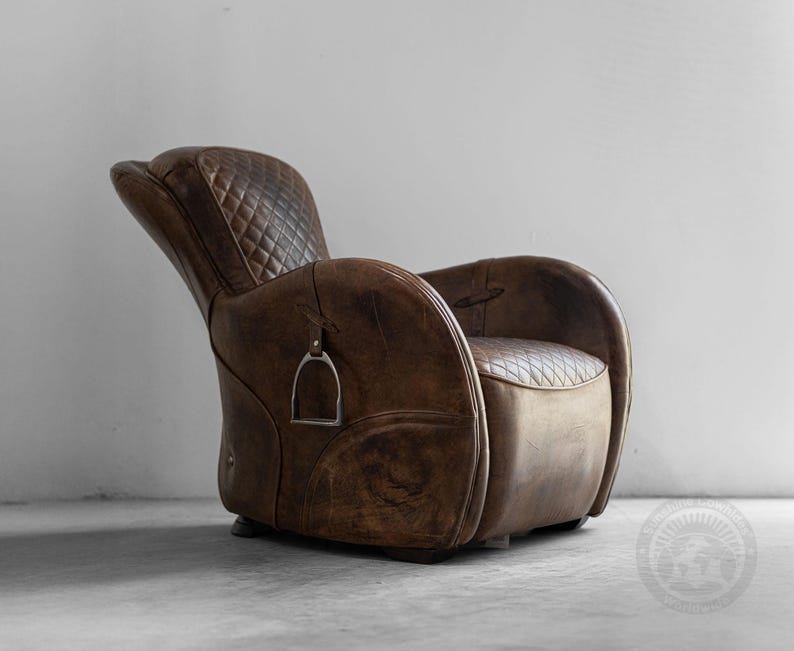 Saddle Leather Chair & Footstool